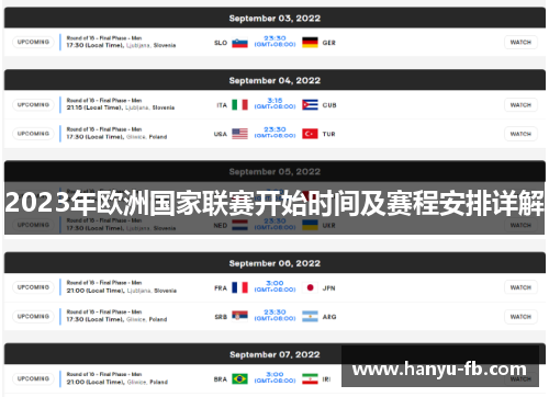 2023年欧洲国家联赛开始时间及赛程安排详解